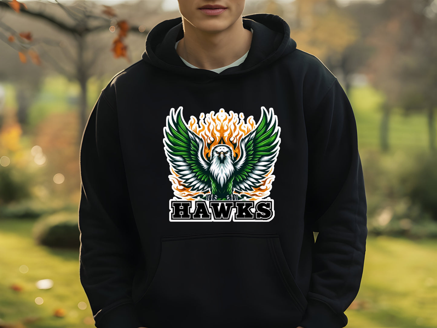 Unisex Hoodie with Hawk Mascot-Multiple Color Hoodies