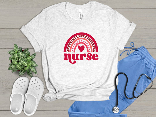 Valentine's Day-Nurse Rainbow Shirt