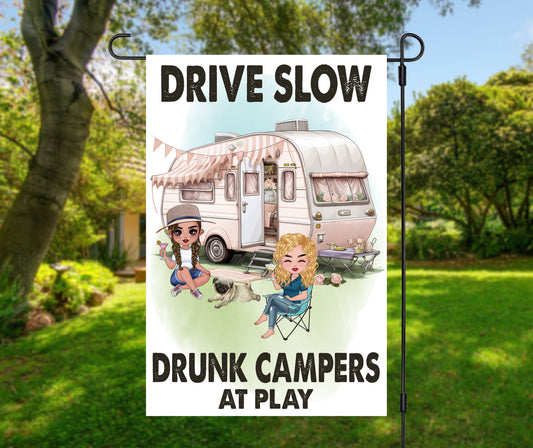 Garden Flag-Drive Slow Drunk Campers Garden Flag for Campsite