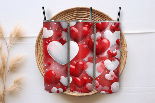 20oz Straight Skinny Tumbler Valentine's Day Hearts